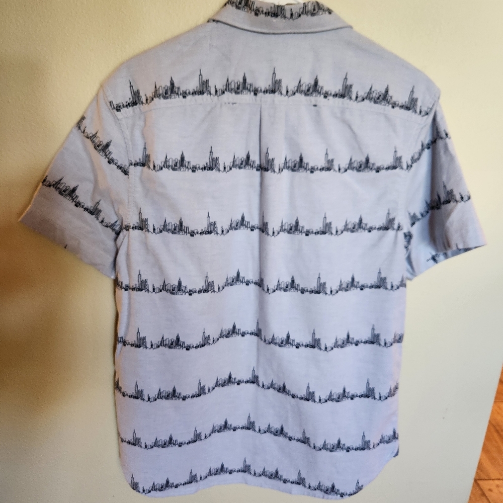 Original Penguin Heritage Slim Fit Stretch NYC Skyline Shirt M - Picture 2 of 11